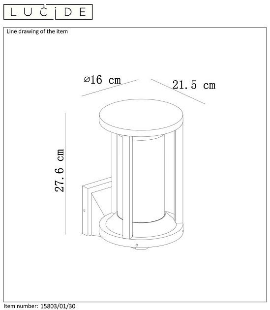 Уличный настенный светильник Lucide Cadix 15803/01/30 Фото № 3