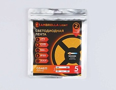 Светодиодная лента Ambrella Light GS4611 COB 400Led/10W m/ 24V IP20 3000K/ 5m*5mm*2.1mm (2 конт.) GS4611 3