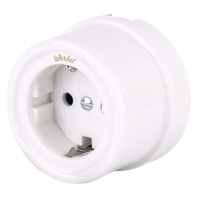 Розетка с заземлением Werkel Ретро белый W5671001 4690389166792 Фото № 1