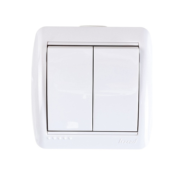 Выключатель двойной Lezard Nata белый 710-0200-101 Фото № 1
