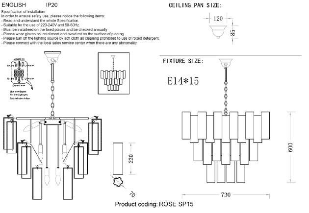 Каскадная люстра Crystal Lux Rose SP15 BRASS Фото № 3