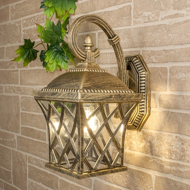 Уличный настенный светильник Elektrostandard Cassiopeya D черное золото a025295 Фото № 1