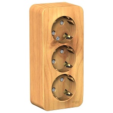 Розетка тройная 2К+3 Systeme Electric Blanca 16A 250V со шторками ясень BLNRA011315