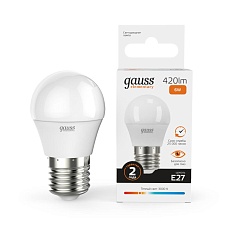 Лампа светодиодная Gauss E27 6W 3000K матовая 53216 4