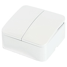 Выключатель двухклавишный Stekker белый MSW10-20-01 49289