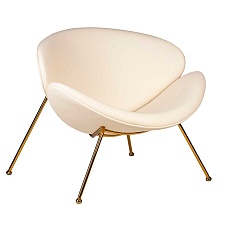 Кресло дизайнерское DOBRIN EMILY (белый винил YP17, золотое основание) 72-LMO EMILY