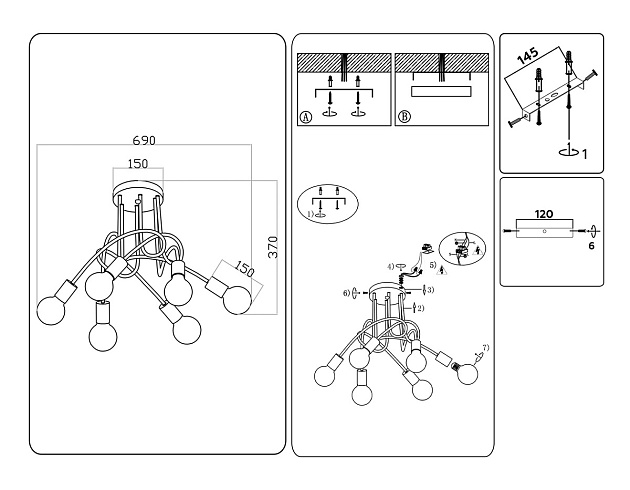 Потолочная люстра Ambrella light Traditional Loft TR80419 Фото № 7