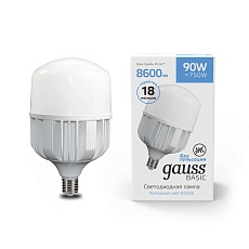 Лампа светодиодная сверхмощная Gauss E40 90W 6500К матовая 11734392 1