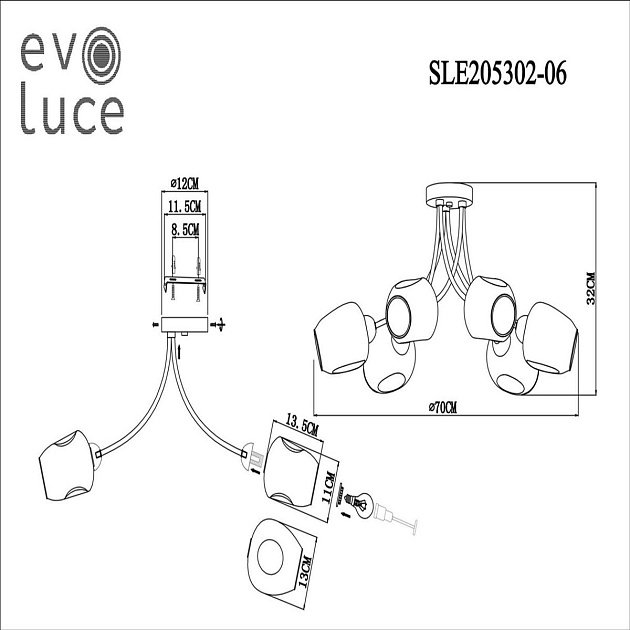 Потолочная люстра Evoluce Besano SLE205302-06 Фото № 2