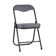 Складной стул Stool Group ДЖОН каркас черный обивка экокожа серая RS04K-904-01