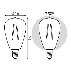 Лампа светодиодная филаментная Gauss E14 4,5W 2700K прозрачная 1141115 5