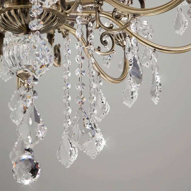 Подвесная люстра Eurosvet 3281/8 античная бронза/прозрачный хрусталь Strotskis Фото № 4