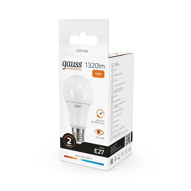 Лампа светодиодная Gauss E27 15W 3000K матовая 23215 изображение 4 Лампа светодиодная Gauss E27 15W 3000K матовая 23215 Фото № 4