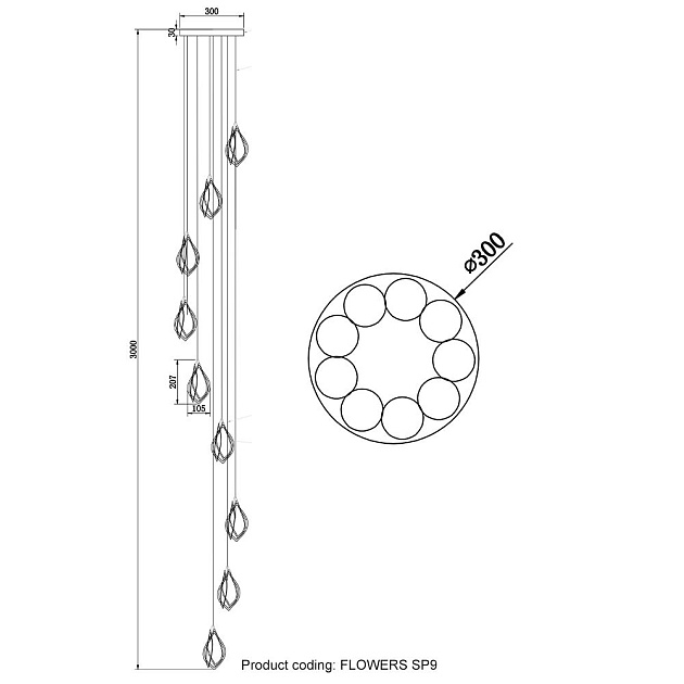 Подвесная люстра Crystal Lux Flowers SP9 изображение 2 Подвесная люстра Crystal Lux Flowers SP9 Фото № 2