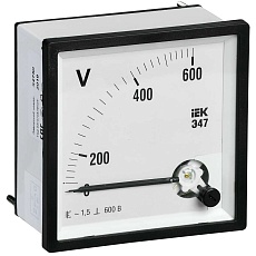 Вольтметр аналоговый Э47 600В класс точности 1,5 72х72мм IEK IPV10-6-0600-E
