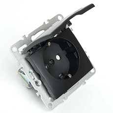 Розетка 2P+PE Stekker Эрна с крышкой черный PST16-9112-03 49156 5