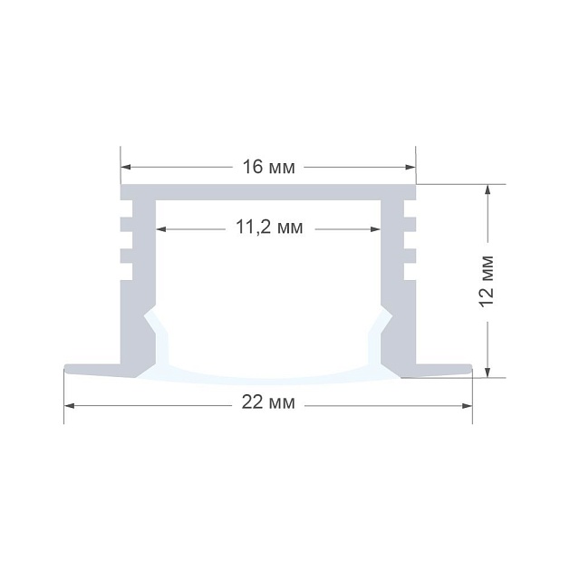 Профиль встраиваемый с рассеивателем серебро 2м. OGM GM-08-12 Фото № 2