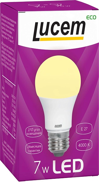 Лампа светодиодная Lucem E27 7W 4000K матовая FLLBL072740L изображение 2 Лампа светодиодная Lucem E27 7W 4000K матовая FLLBL072740L Фото № 2