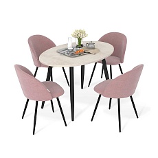 Обеденная группа Sheffilton SHT-DS215 бетон крем/розовый десерт/черный муар 1130420901