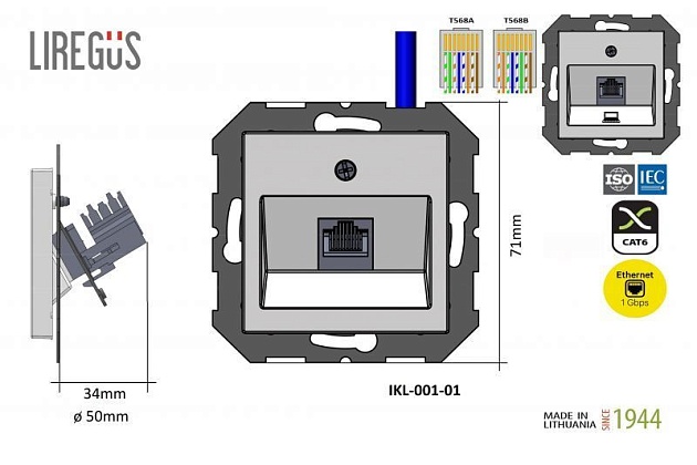 Розетка RJ45 Liregus Retro черный матовый 29-235 изображение 2 Розетка RJ45 Liregus Retro черный матовый 29-235 Фото № 2