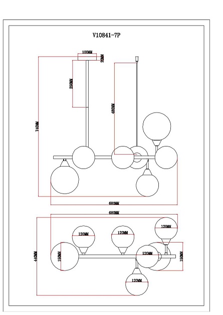 Подвесная люстра Moderli Molecule V10841-7P Фото № 2