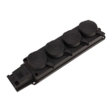 Колодка каучуковая 4 гнезда с крышкой черная, с/з, 16А, IP44, PROconnect 111-114-4