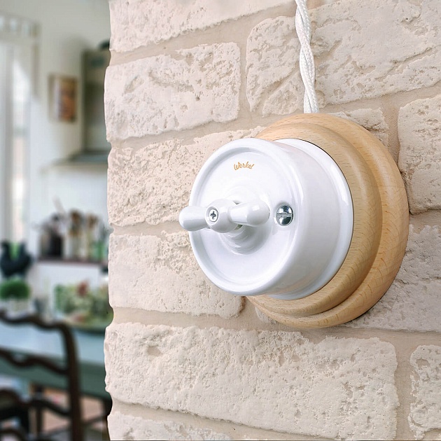 Переключатель-выключатель Werkel одноклавишный Retro белый W5612001 4690389166709 изображение 6 Переключатель-выключатель Werkel одноклавишный Retro белый W5612001 4690389166709 Фото № 6