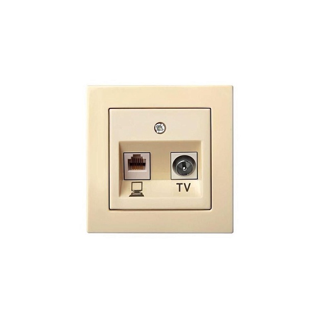 Розетка RJ45/TV Liregus Epsilon бежевый 28-073 Фото № 1