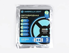 Светодиодная лента Ambrella Light 14,4W/m 180LED/m 2835SMD холодный белый 5M GS1303 3