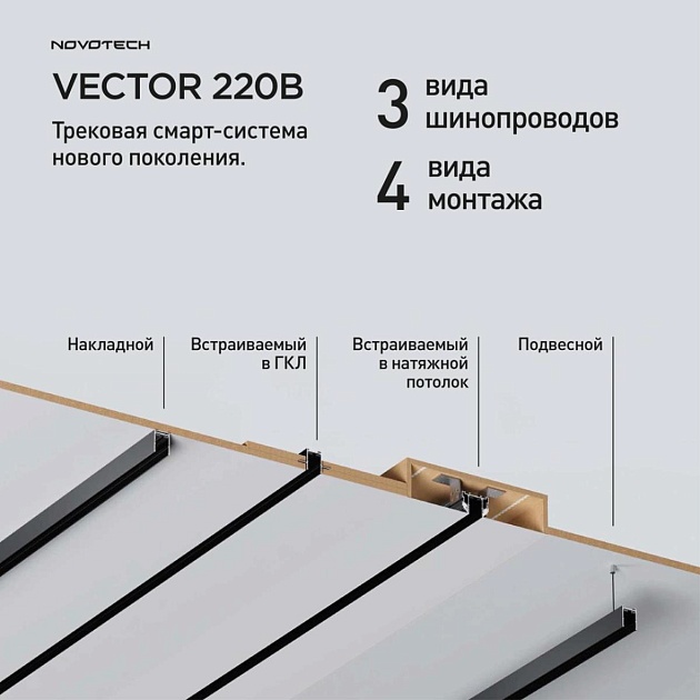 Шинопровод накладной/подвесной Novotech VECTOR 135299 изображение 4 Шинопровод накладной/подвесной Novotech VECTOR 135299 Фото № 4