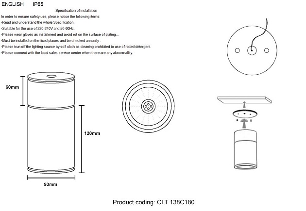 Уличный светильник Crystal Lux CLT 138C180 BL изображение 2 Уличный светильник Crystal Lux CLT 138C180 BL Фото № 2
