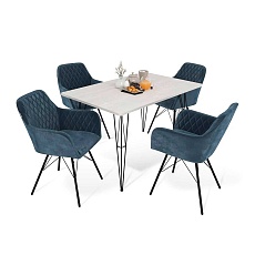 Обеденная группа Sheffilton SHT-DS218 бетон голубой/синий пепел/черный муар 5966196601