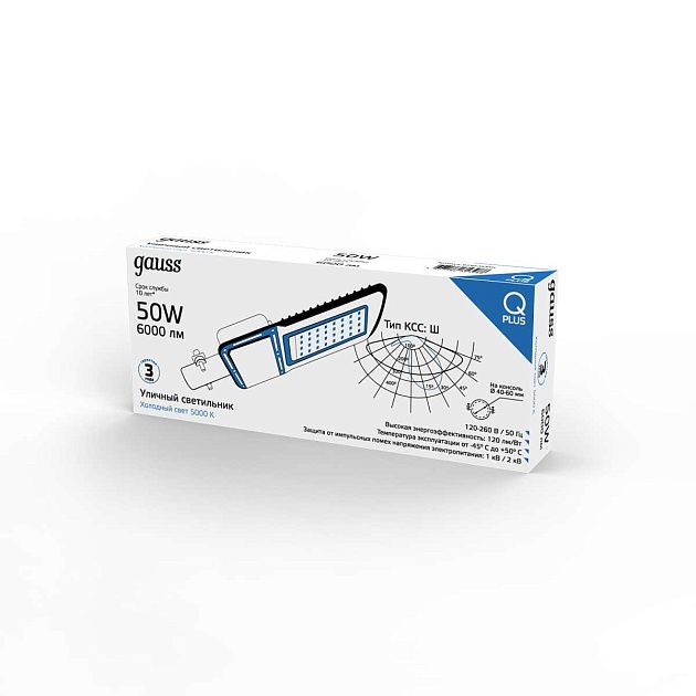 Уличный светодиодный консольный светильник Gauss Qplus 629535350 Фото № 7