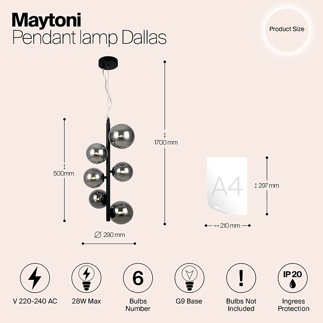 Подвесной светильник Maytoni Dallas MOD545PL-06B Фото № 2