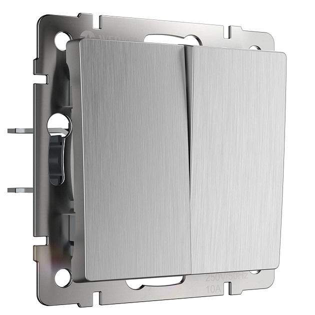 Выключатель двухклавишный Werkel cеребряный рифленый W1120009 4690389158933 изображение 1 Выключатель двухклавишный Werkel cеребряный рифленый W1120009 4690389158933 Фото № 1