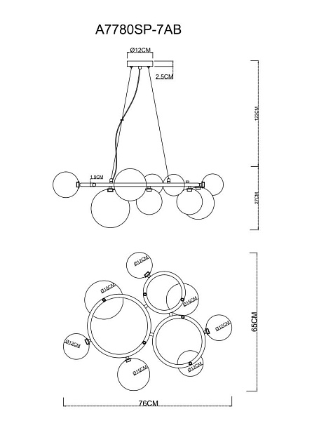 Подвесная люстра Arte Lamp Albus A7780SP-7AB Фото № 3