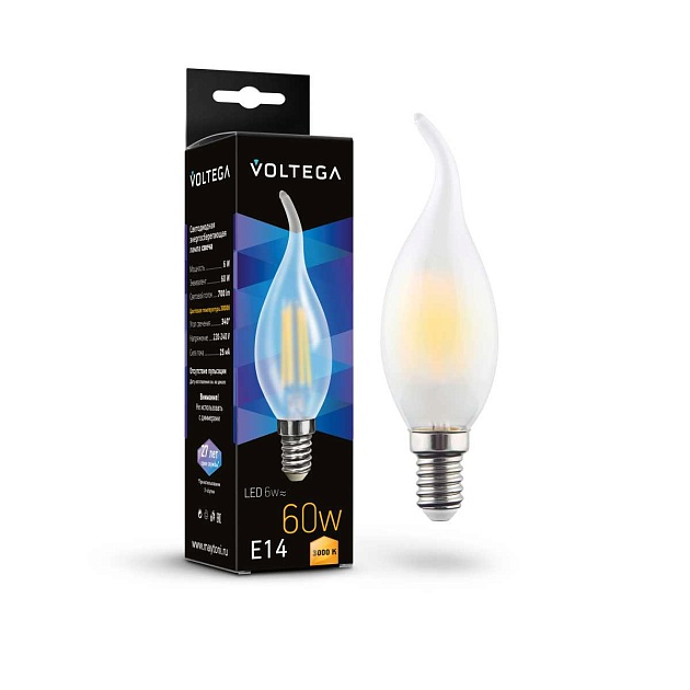 Лампа светодиодная Voltega E14 6W 3000K прозрачная 7210 изображение 2 Лампа светодиодная Voltega E14 6W 3000K прозрачная 7210 Фото № 2