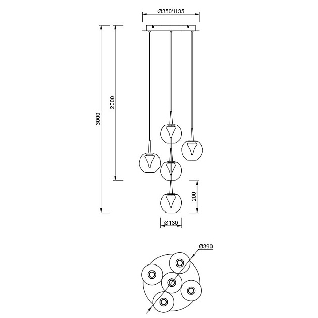 Люстра подвесная Mantra ANDROMEDA 9080 Фото № 2