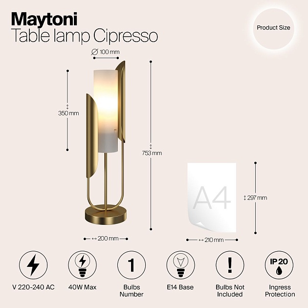 Настольная лампа Maytoni Сipresso Z014TL-01G Фото № 3