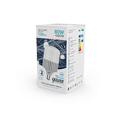 Лампа светодиодная Gauss E40 80W 4000K матовая 63428 3