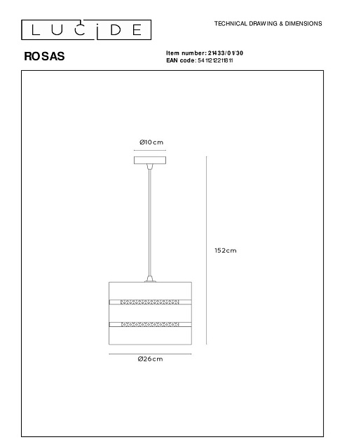 Подвесной светильник Lucide Rosas 21433/01/30 Фото № 2