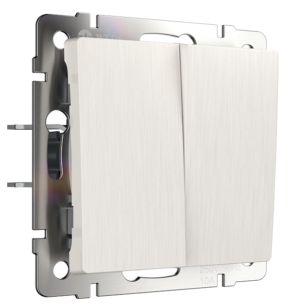 Выключатель двухклавишный Werkel перламутровый рифленый W1120013 4690389160882 изображение 1 Выключатель двухклавишный Werkel перламутровый рифленый W1120013 4690389160882 Фото № 1