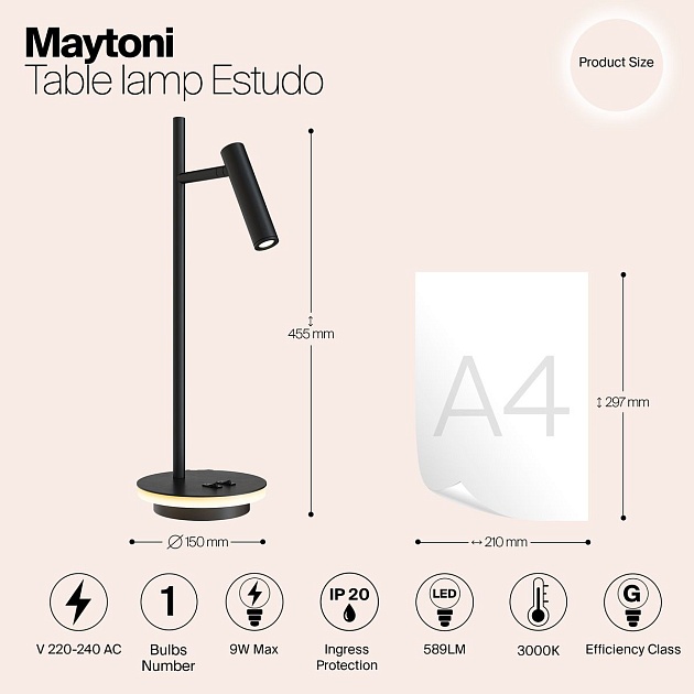 Настольная лампа Maytoni Estudo Z010TL-L8B3K изображение 2 Настольная лампа Maytoni Estudo Z010TL-L8B3K Фото № 2