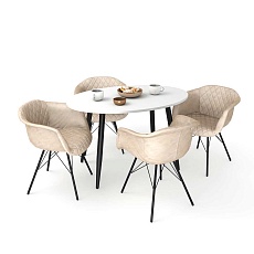 Обеденная группа Sheffilton SHT-DS143 кремовый/бетон крем/черный муар 8923456201