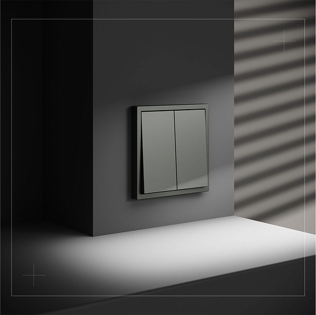 Выключатель встраиваемый Voltum S70 двухклавишный 10А, (титан) VLS020106 Фото № 4