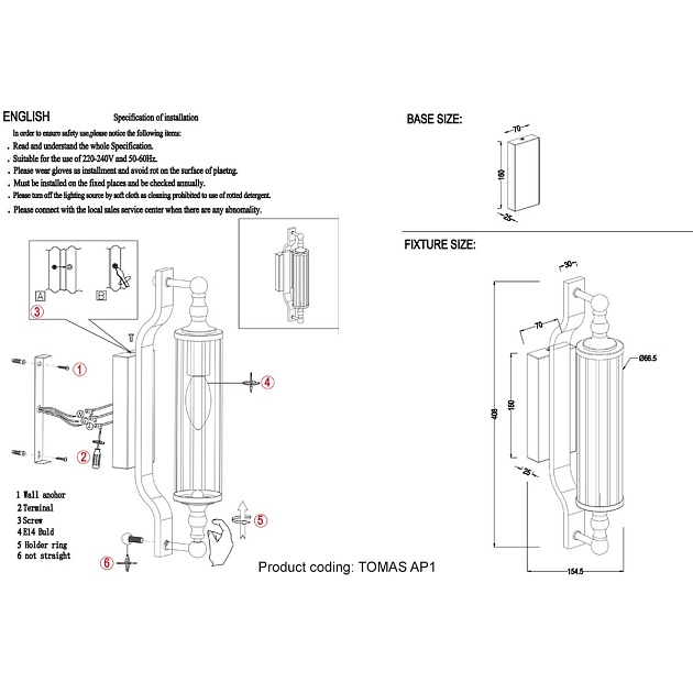 Бра Crystal Lux Tomas AP1 Gold Фото № 2