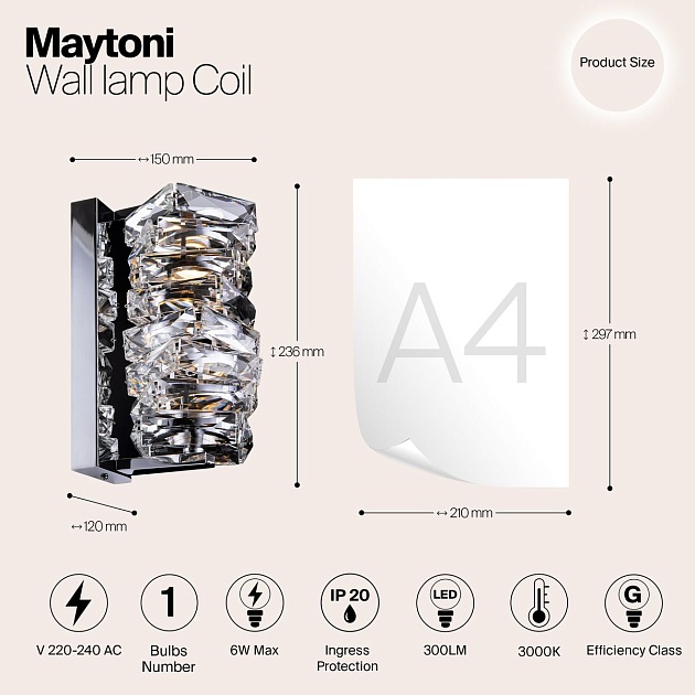 Настенный светодиодный светильник Maytoni Coil MOD124WL-L6CH3K Фото № 2