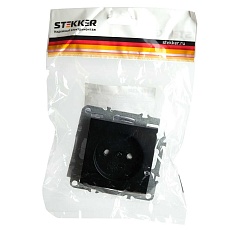Розетка 2P Stekker Эрна черный PST10-9109-03 49153 2