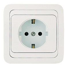 Розетка Makel 1-м СП Mimoza с заземл. бел/бел. 12028