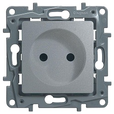 Розетка 2К Legrand Etika 16A 250V со шторками алюминий 672434